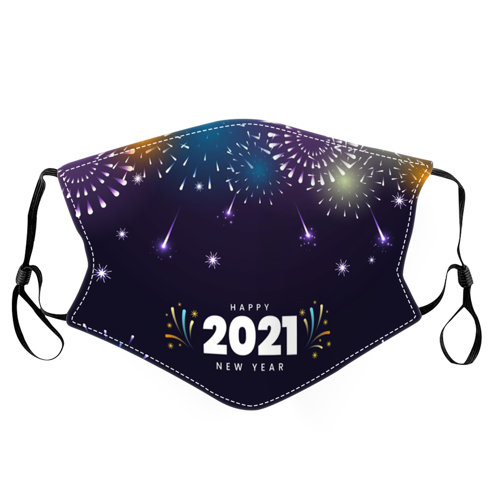 3PCS 2021 Happy New Years Mask Adjustable Mask Washable Reuseable Masks